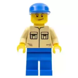 Shirt with 2 Pockets No Collar, Blue Legs, Blue Cap