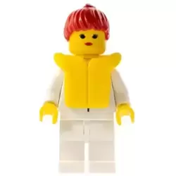 Shirt with 2 Pockets, White Legs, Red Ponytail Hair, Life Jacket