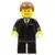 Suit Black, Reddish Brown Male Hair, Thin Grin with Teeth