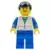Suit with 2 Pockets White - Blue Legs, Black Male Hair