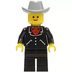 Suit with 3 Buttons Black - Black Legs, Light Gray Cowboy Hat