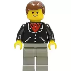 Suit with 3 Buttons Black - Light Gray Legs, Brown Male Hair