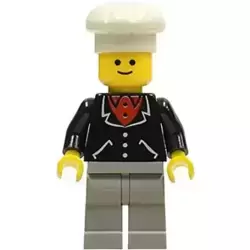 Suit with 3 Buttons Black - Light Gray Legs, White Chef Hat