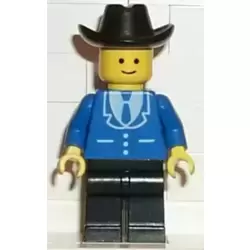 Suit with 3 Buttons Blue - Black Legs, Black Cowboy Hat