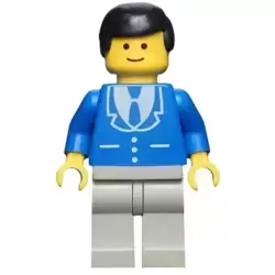 Suit with 3 Buttons Blue - Light Gray Legs, Black Male Hair