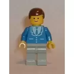 Suit with 3 Buttons Blue - Light Gray Legs, Brown Male Hair
