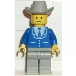 Suit with 3 Buttons Blue - Light Gray Legs, Light Gray Cowboy Hat