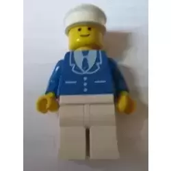 Suit with 3 Buttons Blue - White Legs, White Hat