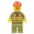 Lego Train Minifigures - Train Driver - Orange Safety Vest with Lime Straps, Olive Green Legs, Red Cap with Hole, Beard Dark Tan Angular