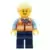 Train Worker - Female, Orange Safety Vest with Badge, Dark Blue Legs, Bright Light Yellow Ponytail and Swept Sideways Fringe