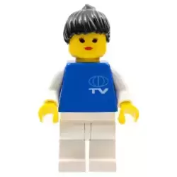 TV Logo Small Pattern, White Legs, Black Ponytail Hair