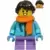 Girl - Medium Azure Winter Jacket, Medium Lavender Short Legs, Dark Brown Hair, Orange Scarf