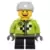LEGO Holiday & Event Minifigures - Lime Jacket with Wrench and Black and White Checkered Pattern, Short Black Legs, Sports Helmet with Vent Holes