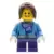 Medium Blue Jacket with Light Purple Scarf, Dark Purple Short Legs, Dark Brown Hair Ponytail Long with Side Bangs