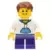 White Hoodie with Blue Pockets, Dark Purple Short Legs, Reddish Brown Hair