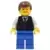 Black Vest with Blue Striped Tie, Blue Legs, White Arms, Reddish Brown Male Hair, Moustache