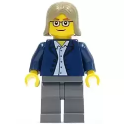 Dark Blue Jacket, Light Blue Shirt, Dark Bluish Gray Legs, Square Glasses, Dark Tan Female Hair