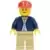 Dark Blue Jacket, Light Blue Shirt, Tan Legs, Red Long Bill Cap