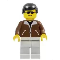 Jacket Brown - Light Gray Legs, Black Male Hair, Black Sunglasses