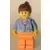 LEGO Town Minifigures - Medium Blue Jacket, Orange Legs, Reddish Brown Ponytail Hair
