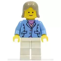 Medium Blue Jacket, White Legs, Dark Tan Female Hair