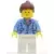LEGO Town Minifigures - Medium Blue Jacket, White Legs, Reddish Brown Ponytail Hair
