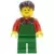 Overalls Farmer Green, Dark Brown Short Tousled Hair, Standard Grin