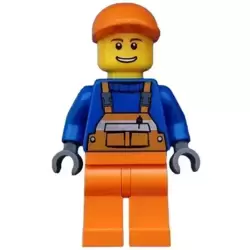 Overalls with Safety Stripe Orange, Orange Legs, Orange Short Bill Cap, Thin Grin with Teeth