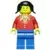 LEGO Town Minifigures - Patron - Red Torso with Buttons and Collar (Torso Sticker), Blue Legs, Black Pigtails Hair
