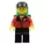 Red Jacket with Zipper Pockets and Classic Space Logo, Black Legs, Black Cap, Green Backpack with Sleeping Bag