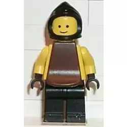 Blacksmith - Black Legs and Hips, Yellow Torso and Arms, Black Hands, Black Cowl, Brown Plastic Cape