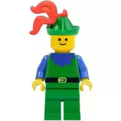 Forestman - Blue, Green Hat, Red 3-Feather Plume