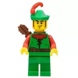 Forestman - Red, Green Hat, Red Feather, Quiver, Sideburns
