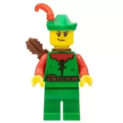 Forestwoman - Red, Green Hat, Red Feather, Quiver