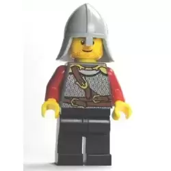 Kingdoms - Lion Knight Scale Mail with Chest Strap and Belt, Helmet with Neck Protector, Stubble Smile (Dual Sided Head)