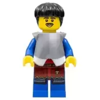 Lion Knight - Male, Black Hair, Flat Silver Armor