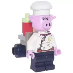 Pigsy - White Chef Jacket, Black Medium Legs, Portable Kitchen