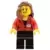 Camerawoman - Red Suit Jacket with Press Pass, Black Legs, Reddish Brown Female Hair over Shoulder, Open Mouth Smile with Peach Lips