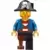 Pirate Blue Jacket, Black Leg with Peg Leg, Black Pirate Hat with Skull