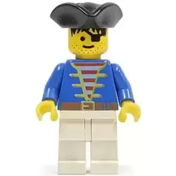 Pirate Blue Jacket White Legs, Black Pirate Triangle Hat