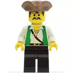 Pirate Green Vest, Black Legs, Brown Pirate Triangle Hat