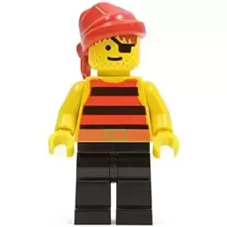 Pirate Red / Black Stripes Shirt, Black Legs, Red Bandana