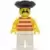 Lego Pirates Minifigures - Pirate Red / White Stripes Shirt, White Legs, Black Pirate Triangle Hat
