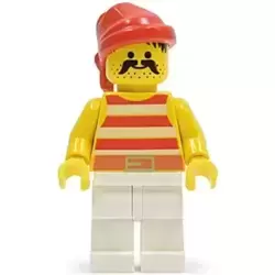 Pirate Red / White Stripes Shirt, White Legs, Red Bandana