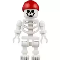 Skeleton with Standard Skull, Red Rounded Top Bandana