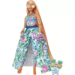 Barbie Extra Fancy Doll, Curvy Doll (Floral 2-Piece Gown)