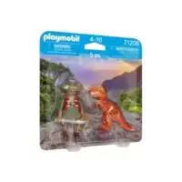 Playmobil - 5230 - Jeu de Construction - Tyrannosaure et Saichania avec  Volcan
