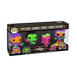 The Guardians of The Galaxy - Star-Lord, Gamora, Groot & Rocket Raccoon Blacklight  4 Pack