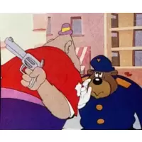 Farfouille : ours est l'agent de police alias « Capitaine ».   ,   Gorille : gorille bandit, alias « Imbécile » ou « Petit ».