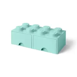Brique 8 tenons avec 2 tiroirs – bleu turquoise